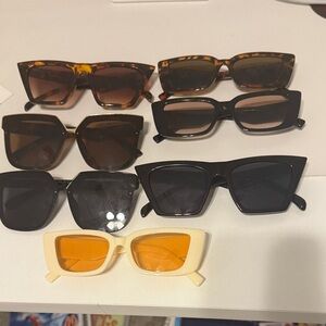 Stylish Women's Sunglasses Set - Black, Brown, Cream